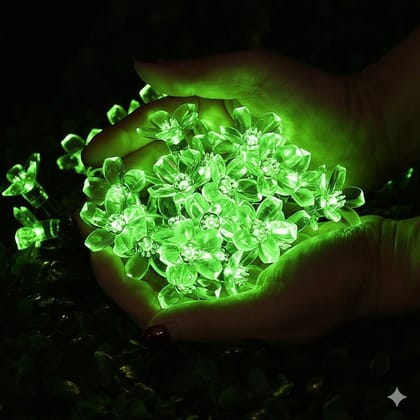 GLOWSERIE LED Flower Garland Lights – Soft Green Decorative String Lights