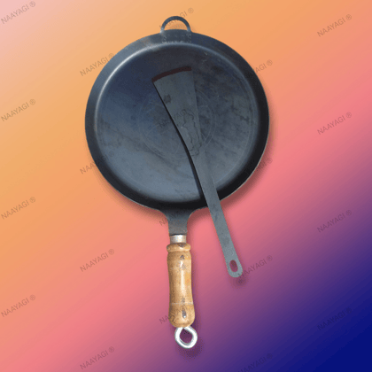 NAAYAGI Pure Iron Tawa – Dosa & Roti Tawa | Healthy Cooking | Wooden Handle | Induction Compatible