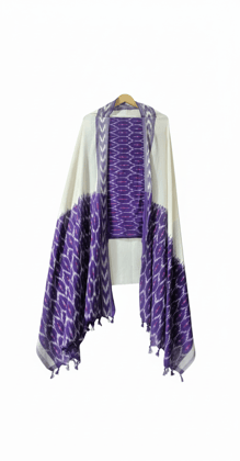 Handloom Ikat Cotton Unstitched Dress Material Set Handloom Ikat Cotton Unstitched Dress Material Set