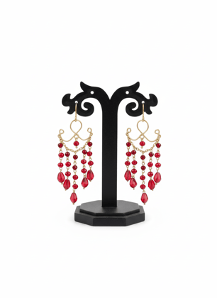 Gold Toned Red Crystal Chandelier Dangle Earrings Gold Toned Red Crystal Chandelier Dangle Earrings