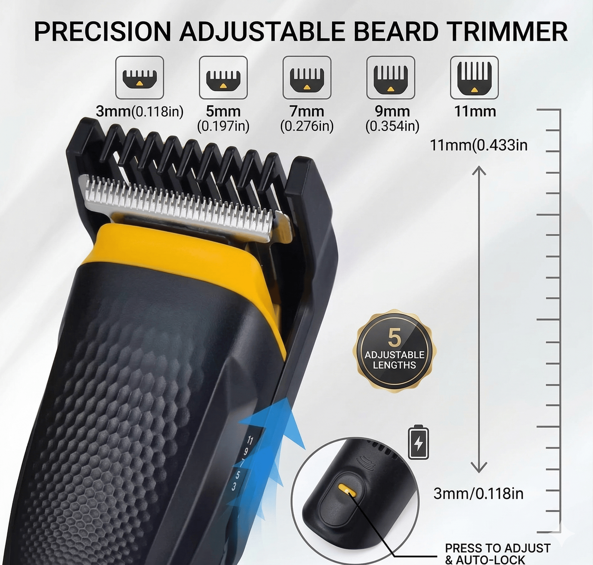 THE DIFFERENCE HTC AT-509 Rechargeable Hair Beard Trimmer for Men Trendy Styler HTC Trimmer Stainless Steel Sharp Blade Beard Shaver (Black)