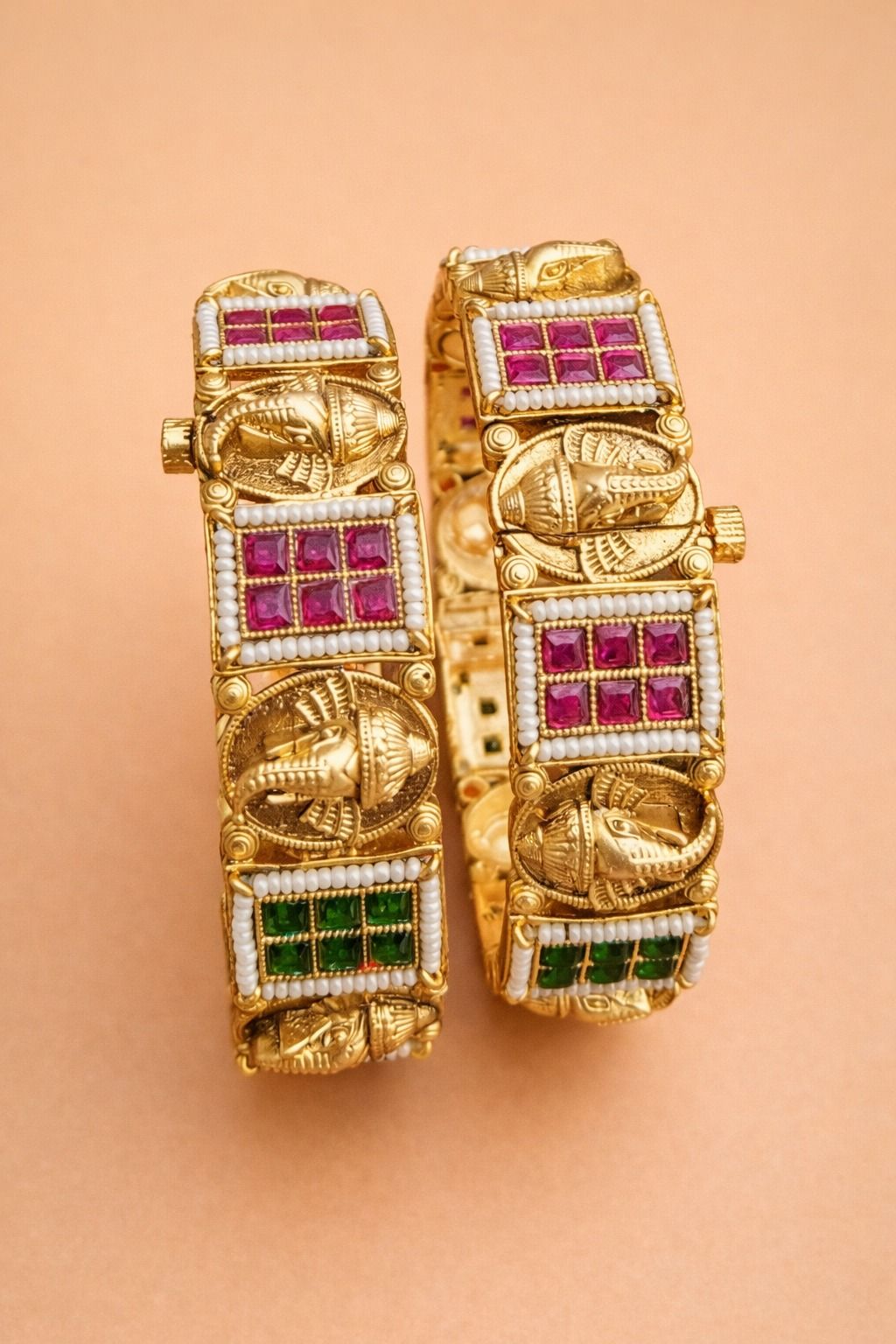 Royal Gajraj Heritage Gold Bangles (Set of 2)