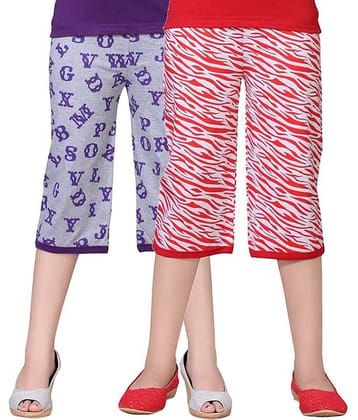 Sini Mini Pack of 2 Girls Cotton Capris ( Multi )