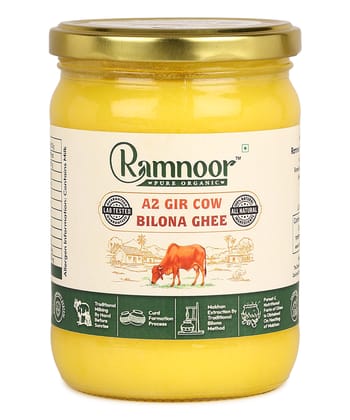 Ramnoor Pure Organic A2 Gir Cow Bilona Ghee | 100% Natural | Lab Tested | 500 ml