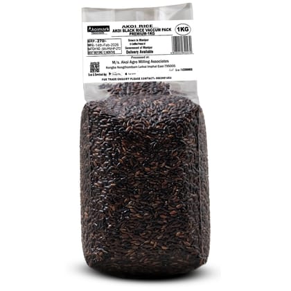Akoi Black Rice (Chak-hao) Premium (1 Kg.) | Vacuum Pack | Export Quality || Aromatic Black Rice || GI Tag Rice of Manipur || Gluten Free Rice |