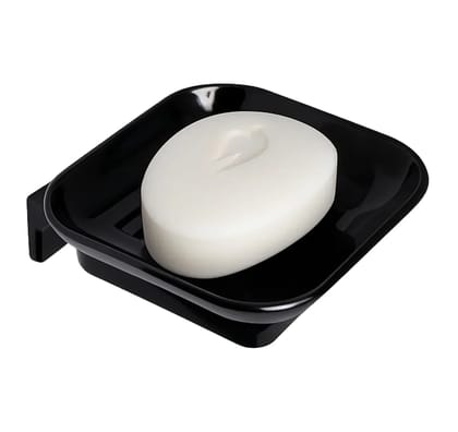 Black Soap Dish Unbreakable ABS Square Ceramic Finish (RB-111)