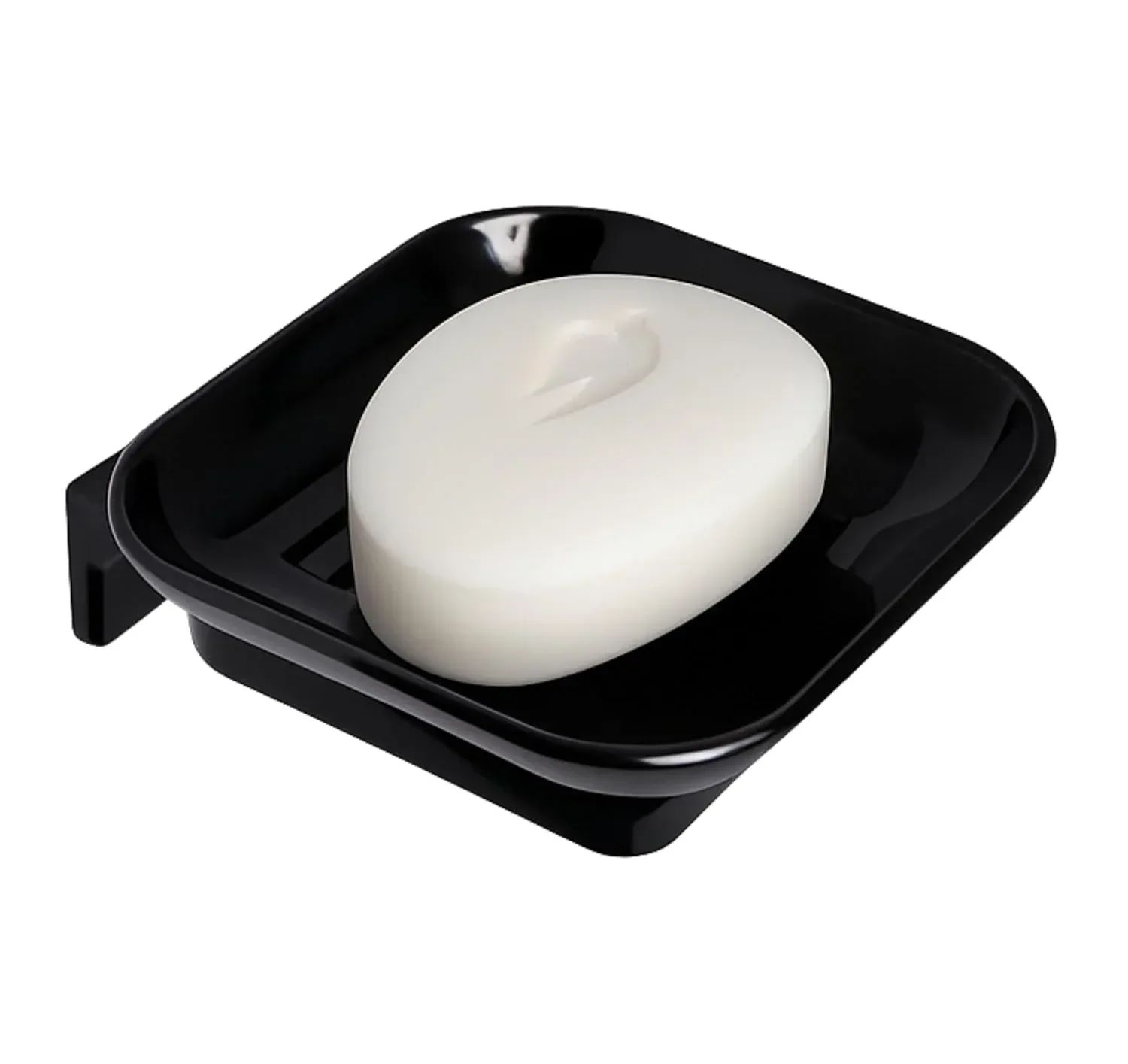 Black Soap Dish Unbreakable ABS Square Ceramic Finish (RB-111)