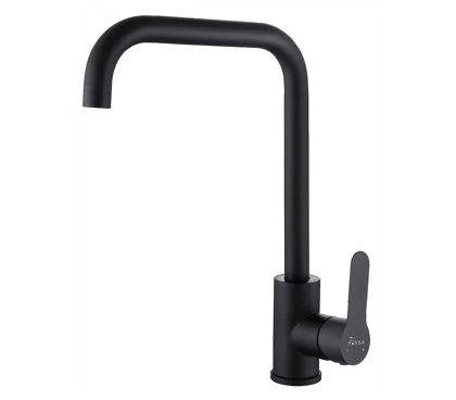 Single-Flow L Bend 360° Hot & Cold Brass Stainless Steel Kitchen Mixer Faucet Black