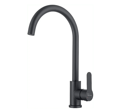 Single-Flow J Bend 360° Hot & Cold Brass Stainless Steel Kitchen Mixer Faucet Black