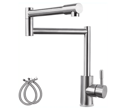 Zig Zag Single-Flow 360° Hot & Cold SUS 304 Stainless Steel Kitchen Mixer Faucet Silver