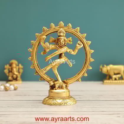 Brass Shiva Dancing Pose Nataraja Statue - 4 Inch Height
