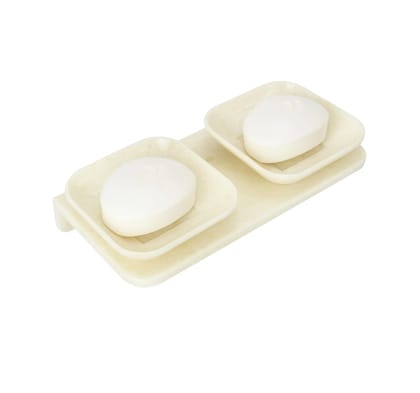 Ivory Double Soap Dish Unbreakable ABS Rectangular Ceramic Finish (RM-112)