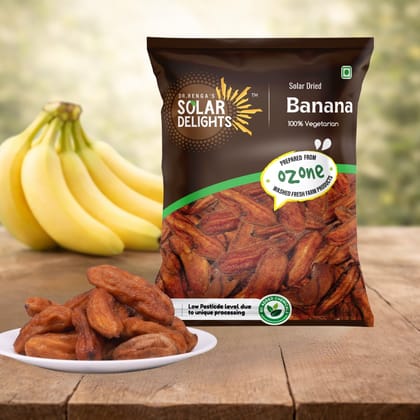 Solar Dried Banana 200g – Ozone-Washed, No Preservatives | Farm-Fresh Indian Banana | Dr. Renga’s Solar Delights