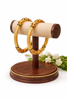 Gold Plated Antique Elephant Motif Traditional Bangles Gold Plated Antique Elephant Motif Traditional Bangles