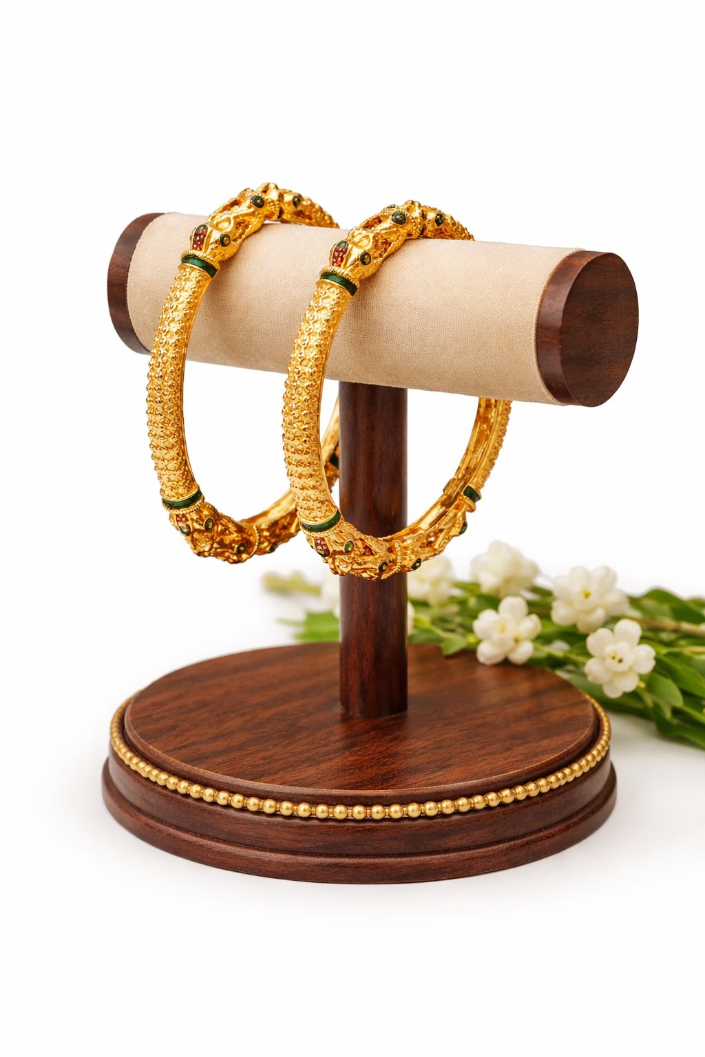 Gold Plated Antique Elephant Motif Traditional Bangles