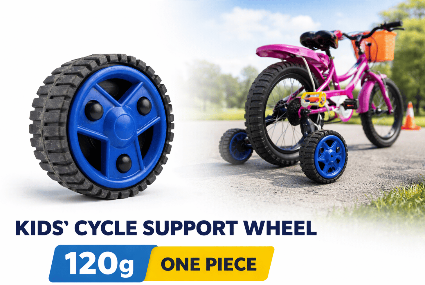 Kids Cycle Support Wheel, Bicycle Training Wheel, Cycle Side Wheel, Kids Balance Wheel, Support Tyre for Kids Cycle 120gm