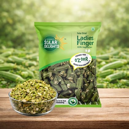 DR. RENGA'S SOLAR DELIGHTS Solar Dried Okra (Bhindi/Ladies Finger) | Dehydrated Dried Vegetable for Cooking | Use in Curries, Sambar & Crispy Fry | 100g