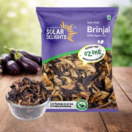 DR. RENGA'S SOLAR DELIGHTS- Dehydrated Brinjal Vathal 100g | Solar Dried Brinjal | Premium Dried Eggplant for Curries & Vatha Kuzhambu