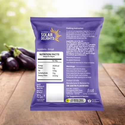 DR. RENGA'S SOLAR DELIGHTS- Dehydrated Brinjal Vathal 100g | Solar Dried Brinjal | Premium Dried Eggplant for Curries & Vatha Kuzhambu