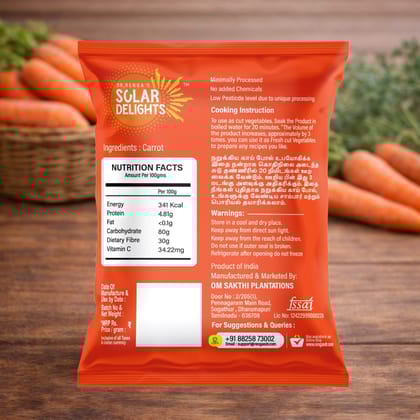 DR. RENGA'S SOLAR DELIGHTS Dehydrated Carrot Cubes | Dried Vegetables for Soup | Solar Dried Vegetables | Natural Flakes | 100g