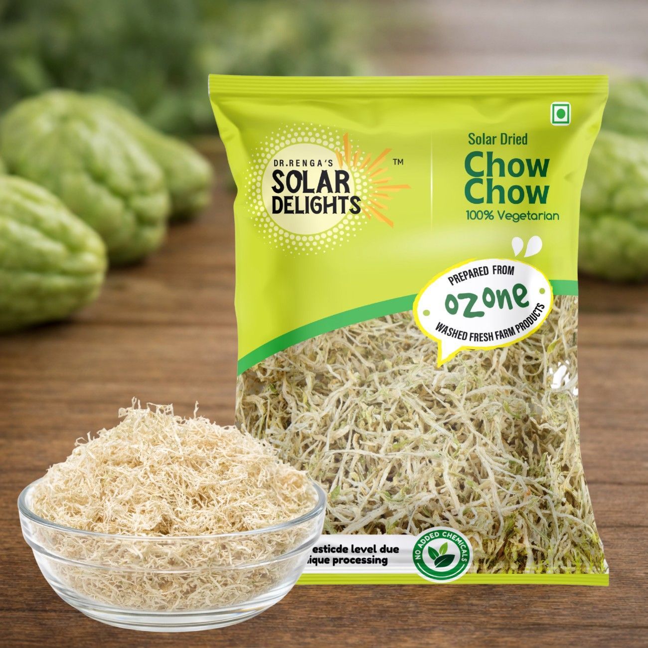 DR. RENGA'S Solar DELIGHTSSolar Dried Chow Chow Grated (Chayote) | 100g | Natural Dehydrated Vegetables Pear | Ready to Cook in Curries, Sambar & Stir Fry