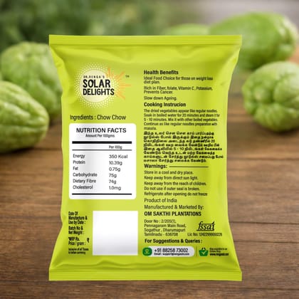 DR. RENGA'S Solar DELIGHTSSolar Dried Chow Chow Grated (Chayote) | 100g | Natural Dehydrated Vegetables Pear | Ready to Cook in Curries, Sambar & Stir Fry