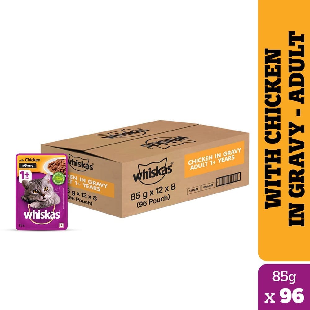 Whiskas Chicken in Gravy Adult (1+ Years) Wet Cat Food (80gx112)