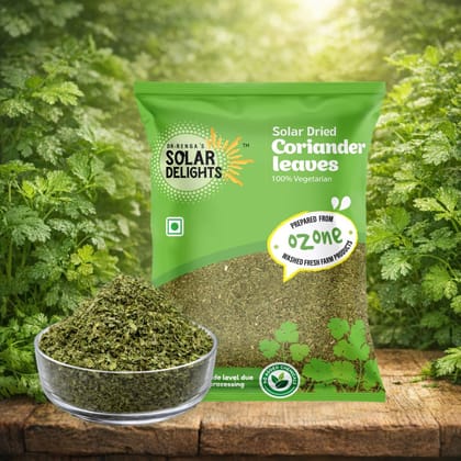 DR. RENGA'S SOLAR DELIGHTS Dried Coriander Leaves | Dry Dhania Leaves | Dehydrated Green Coriander | Natural Herbs | 100g
