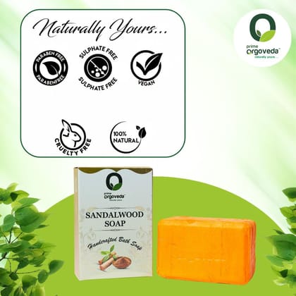 Sandalwood Soap (Pack of 2) | 125g Natural Handmade Chandan Soap | Skin Brightening & Cooling | Herbal Bath Soap | Chemical-Free Body Soap