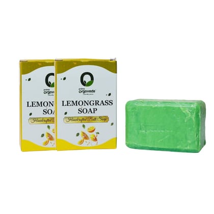 Lemongrass Soap (Pack of 2) | 125g Natural Handmade Lemongrass Bath Soap | Refreshing & Oil Control | Herbal Soap | Chemical-Free Body Soap