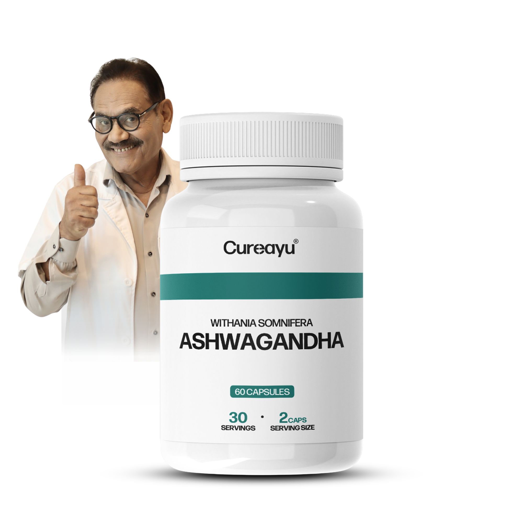 Cureayu Ashwagandha Capsules | Ayurvedic Support for Stress Relief, Strength & Immunity