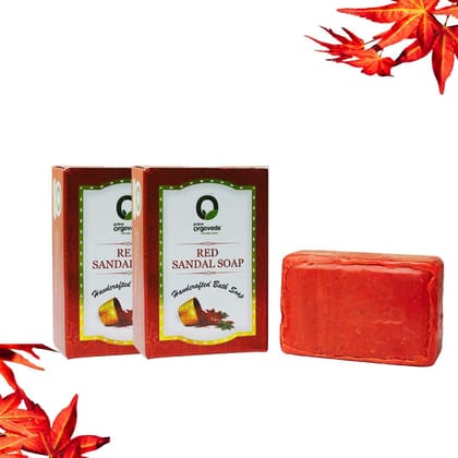 Red Sandal Soap (Pack of 2) | 125g Natural Handmade Rakta Chandan Soap | Skin Brightening & Tan Removal | Herbal Bath Soap | Chemical-Free Body Soap