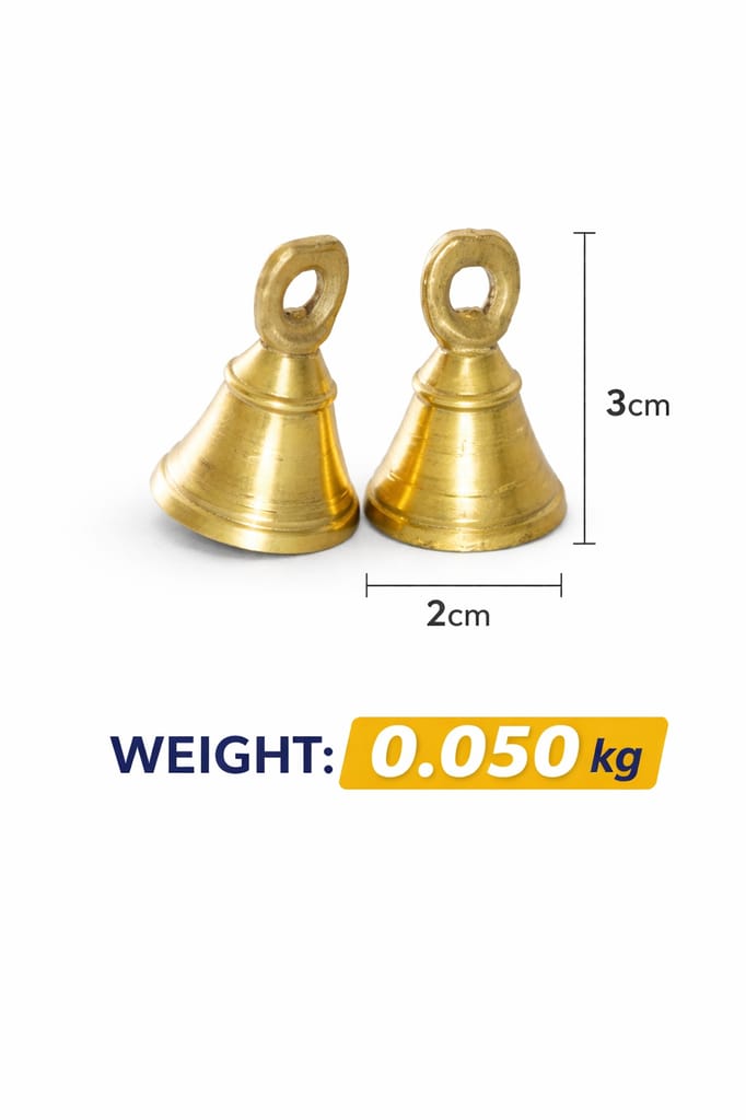 Mini Brass Bell, Small Ghanti, Decorative Bell, Puja Bell Set 50gm 2pieces - Pooja Needs | Buy online on ZillyBuy