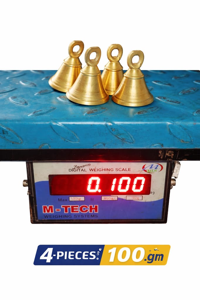 Mini Brass Bell, Small Ghanti, Decorative Bell, Puja Bell Set 100gm 4pieces - Pooja Needs | Buy online on ZillyBuy