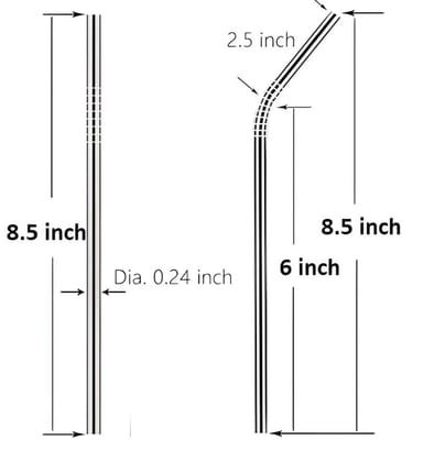 Stainless Steel Straws with Cleaning Brush for Kids & Adults | Bent Reusable Metal Straws (Pack of 2 Straight & 2 Bent Reusable Metal Straws, Silver)