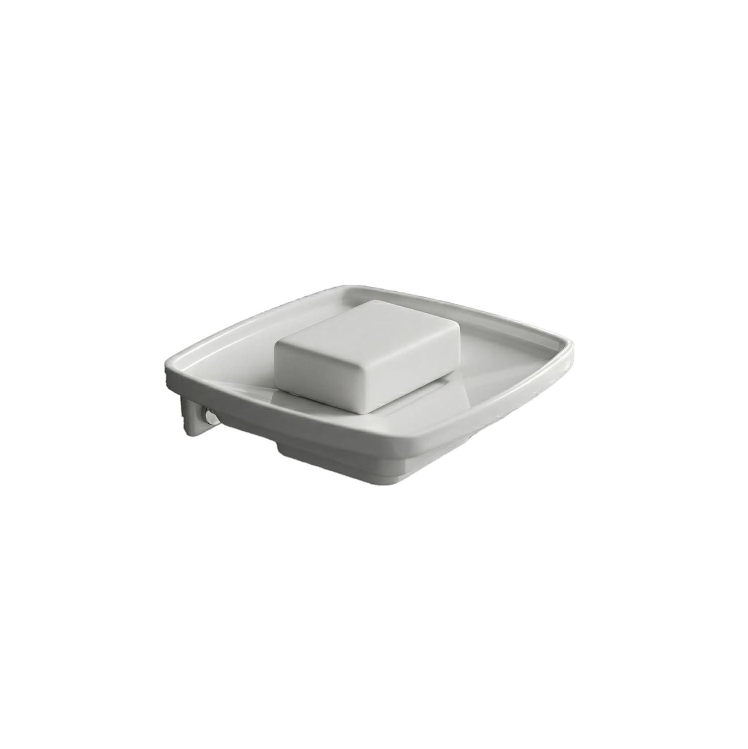 White Soap Dish Unbreakable ABS Square Ceramic Finish (RW-115)