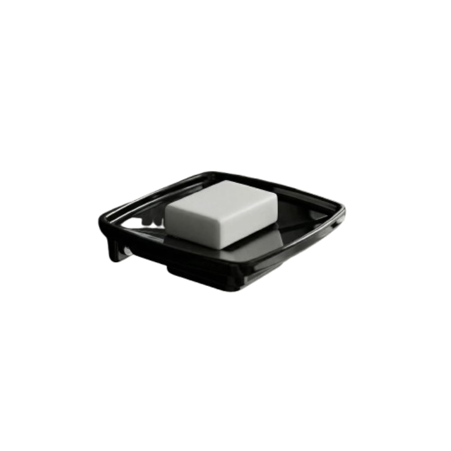 Black Soap Dish Unbreakable ABS Square Ceramic Finish (RB-115)