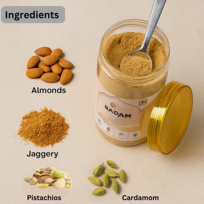 DR. RENGA'S SOLAR DELIGHTS – Badam Milk Mix with Jaggery | Almond & Pistachio Instant Drink | Health Drink for Kids, No Refined Sugar