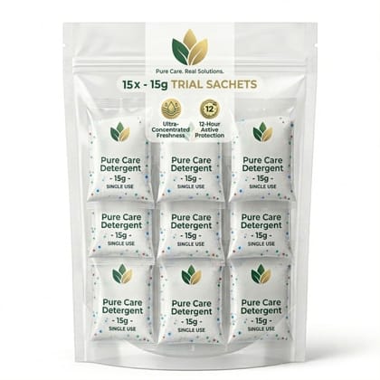 Ultra Premium Detergent Powder Mini Sachet For Travel, Small Family & PG/Hostel Use 15g – 15 Sachet - 225 g