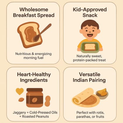 DR. RENGA'S SOLAR DELIGHTS Peanut Butter Crunchy Jaggery | NutJam Without Sugar Without Palm Oil | Healthy Jam for Kids | 400g