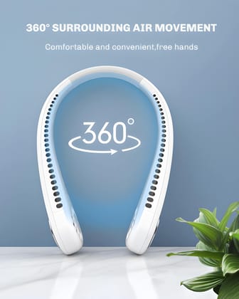 Portable Neck Fan Hands Free Wearable Bladeless Fan | Ultra Light Rechargeable USB Mini Fan with 3 Speed & 48 Air Outlets | Personal Cooling Fan for Travel, Sports, Home & Office