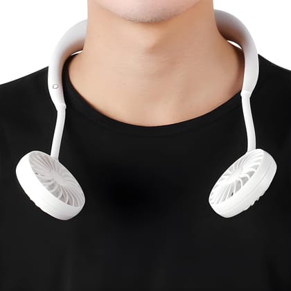 Portable Neckband Fan with Light | USB Rechargeable Hands-Free Wearable Neck Fan | Mini Hanging Cooling Fan with Strong Airflow & Quiet Operation for Kitchen, Travel, Outdoor & Office