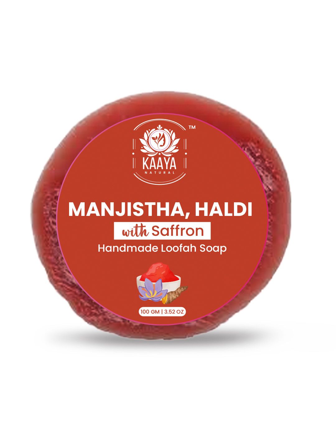 Kaaya Natural Manjistha, Haldi & Saffron Handmade Loofah Soap – 100 GM