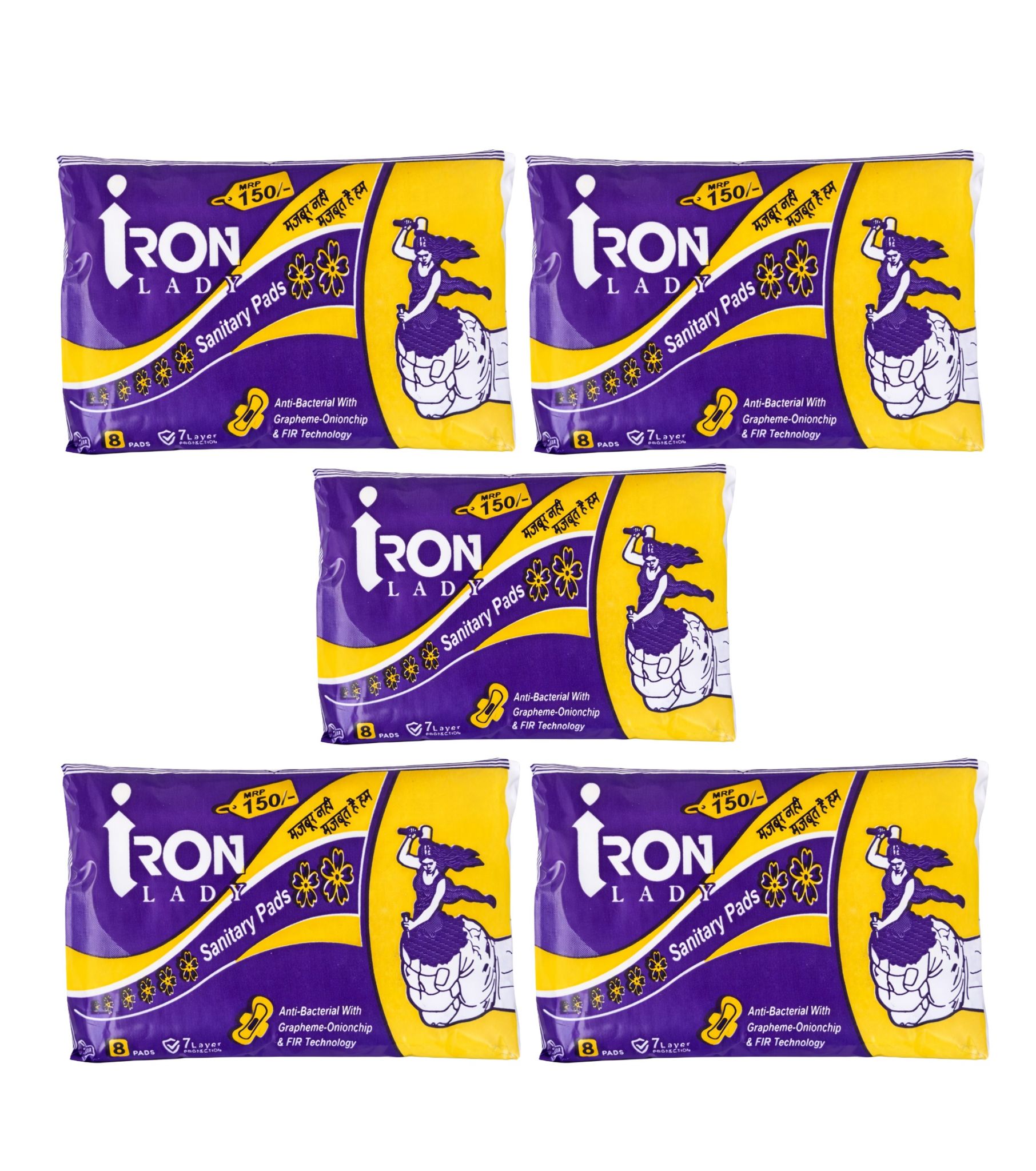 Sanitary Pads for Girl and Women - Grapheme-onion chip 8 Pads Pack of 5