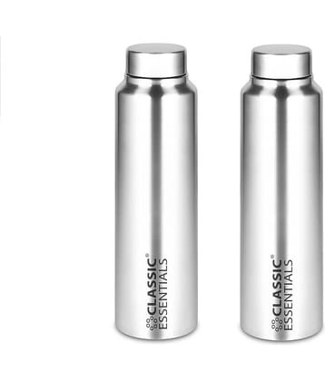 Classic Essentials Inox Spring Silver Fridge Water Bottle 1000 mL ( Set of 2 )