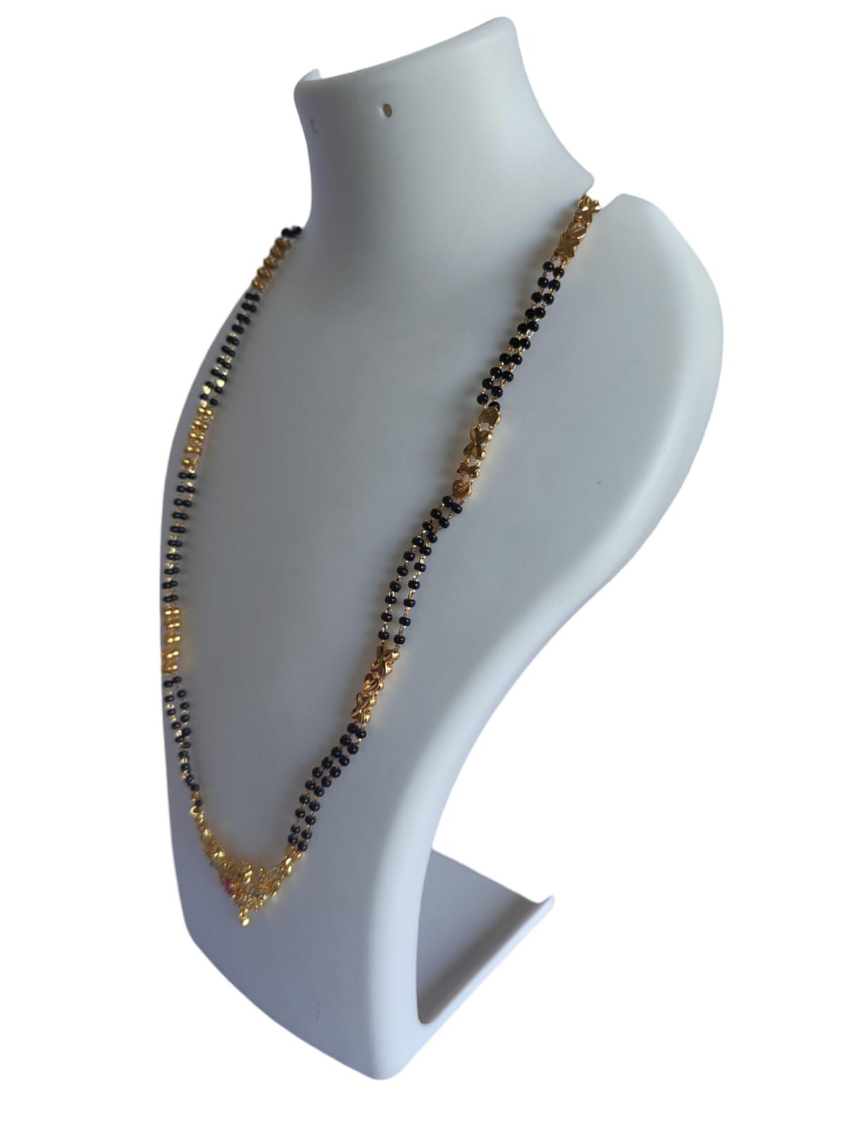 Gold Plated Mangalsutra with Black Beads for Women