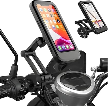 Heavy Duty Universal Waterproof Bike Phone Mount Holder | 360° Rotatable Touch-Screen Bicycle & Motorcycle Phone Holder | Waterproof Mobile Case Compatible with Most Smartphones