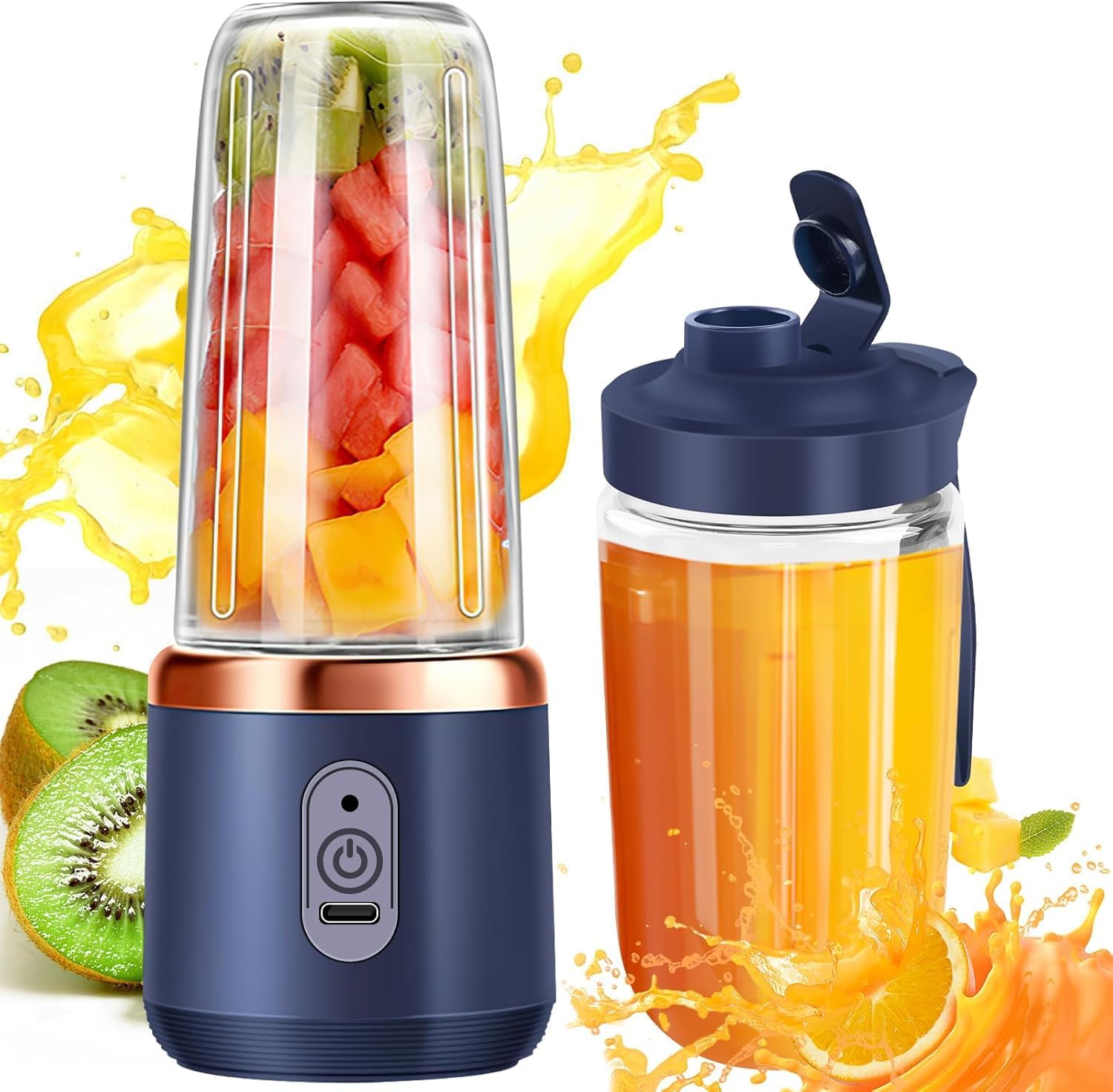 Portable Blender for Smoothies & Juices |  Auto-stop After 40s | Powerful 40 Watts Motor Crushes Ice too (Multi Colour)