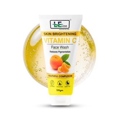 LEvee Vitamin C Face Wash | Skin Brightening Pigmentation Removal Cleanser with Orange Enzymes | For Glowing Skin & Dark Spot Correction | 100ml