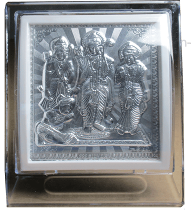 Silver Foil Ram Darbar Art on Stand Silver Foil Ram Darbar Art on Stand